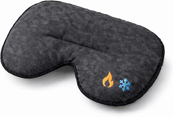 Daily Face Mask Microwave Heating Pad for Moist Heat Relief Flax Seed Filled, Soft Cotton Comfort Sinus, Eye & Relaxation Therapy (Core Black)