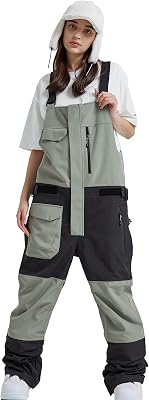 Women Waterproof Snow Bibs Sleeveless Ski Overalls Waterproof Ski Bibs Winter Outdoor Snowboarding Pants