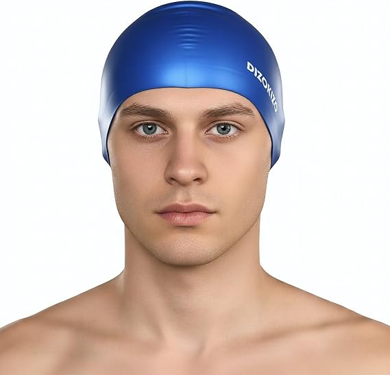 Silicone Swim Cap, Glossy Non-Slip Swimming Caps for Women and Men