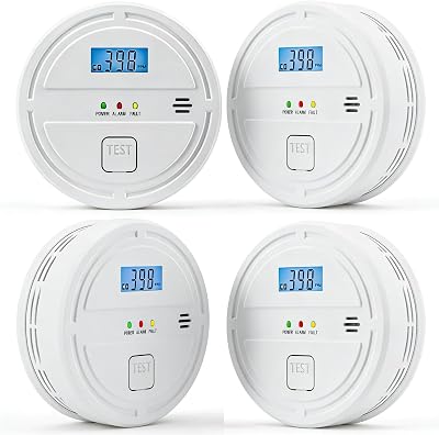4 Packs Smoke & Carbon Monoxide Detector Battery Operated,2-in-1 Smoke Detector Carbon Monoxide Detector Combo,Smoke Alarm with Digital Display for Home