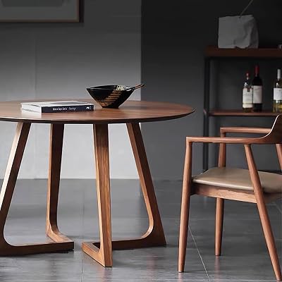 Mid Century Modern Dining Table,Solid Wood Table,Round Kitchen & Dining Room Tables,Vintage Pedestal Table Small Leisure Coffee Table for 2,4