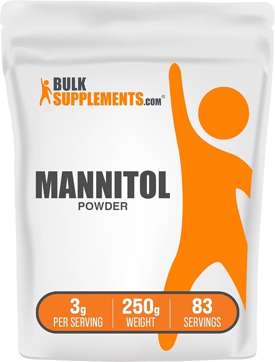 Mannitol Powder - Mannitol Sweetener, Sugar Substitute, Mannitol Supplement, Natural & Gluten Free, 3g per Servings, 250g (8.8 oz) (Pack of 1)