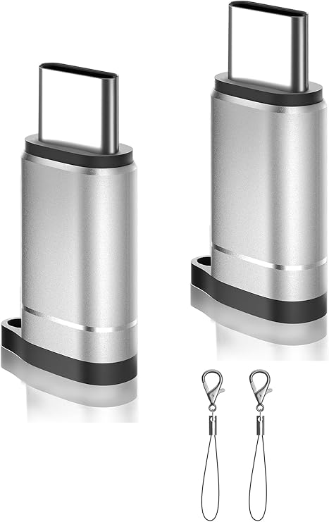 Lightning to USB C Adapter-Charging Adapter & Data Transfer - Lightning Female to USB C Male Adapter for iPhone 15 Series, iPad Air, Galaxy S23/Note 20, Pixel 8 and More-2 Pack