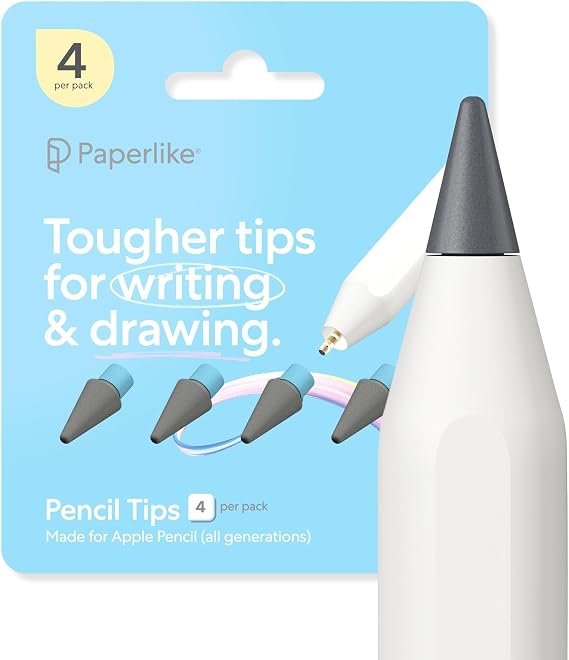 Paperlike Pencil Tips (4X) for Apple Pencil 1st & 2nd Gen, USB-C & Pro