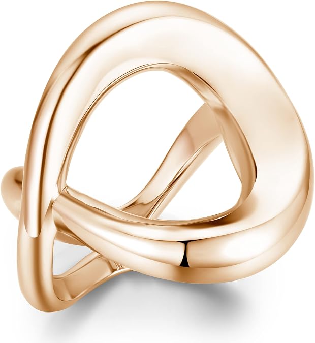 Statement ring men-Big chunky ring-Plain thick silver ring-Couples promise ring for him-Open circle ring-Karma ring infinity-Round-Gold tone