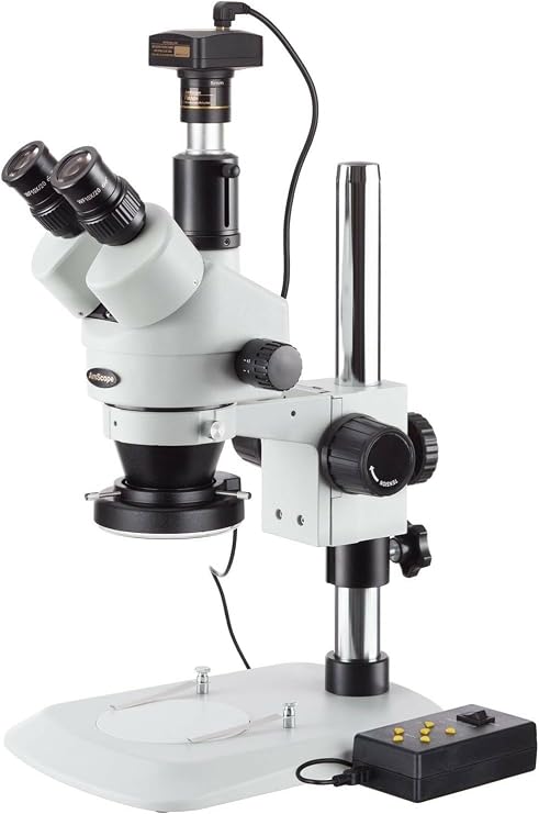 AmScope SM-1TNZ-144A-10M Trinocular Stereo Zoom Microscope, 10MP Camera