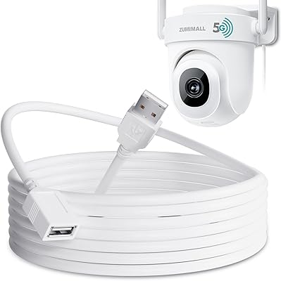 ZUMIMALL 10FT USB Extension Cable for Security Camera Outdoor, USB Extension Cable Male to Female Cord, 3 Meter USB Extender No Camera, High Data Transfer Compatible with Wired Security Camera