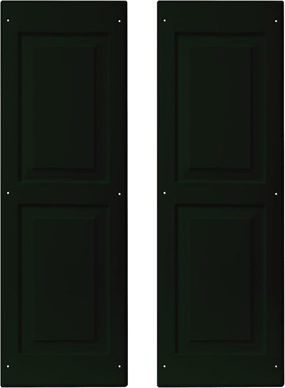 12" x 36" Forest Green Raised Panel Shed Shutters, 1 Pair