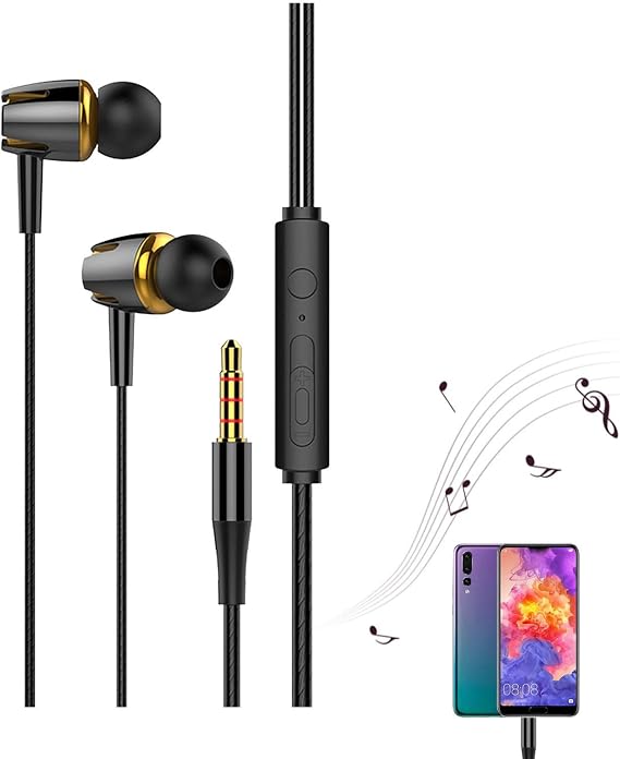 Wired Earbuds – Surround Sound Noise Reduction In-Ear Headphones, Portable Silicone Tip Wired Headset with 3.5 Mm Jack | Long Lasting Sport Earbuds for Phone Computer Laptop