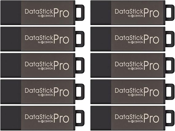 Centon Electronics DataStick Pro USB 2.0 Flash Drive, 4 GB, 10 USB Flash Drives, 10 Bulk Pack, Grey