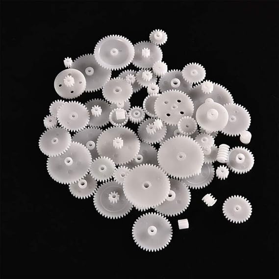 58PCS White Plastic Gears Small Motor Gears for RC Car Motor Toy Model DIY Helicopter RC Toy Replacement Accessories Module 0.5