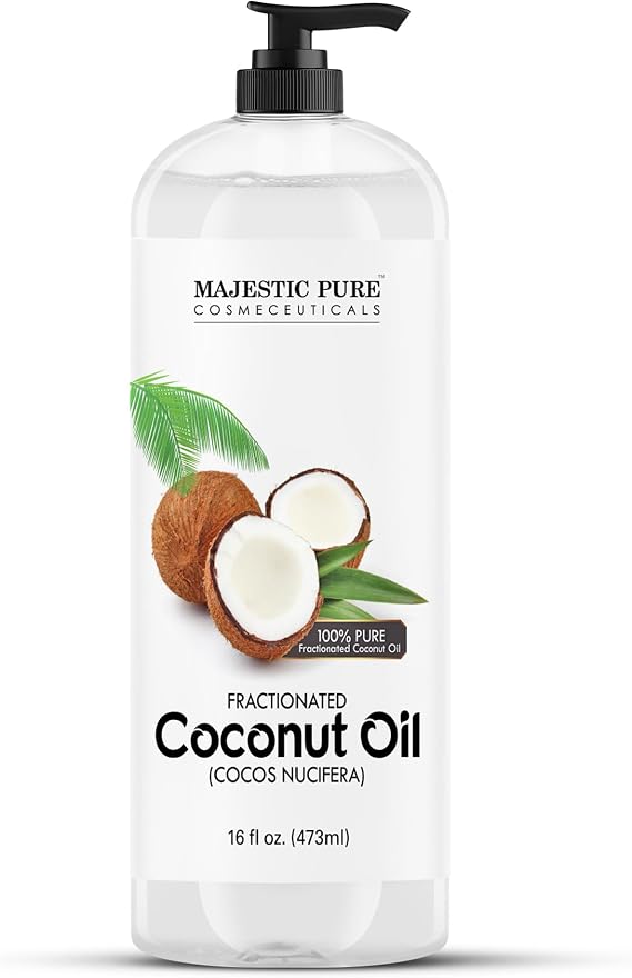 Majestic Pure Fractionated Coconut Oil Lightweight Liquid Carrier Oil for Essential Oils, Massage, Skin, Hair & DIY Personal Care Applications -16 Fl Oz