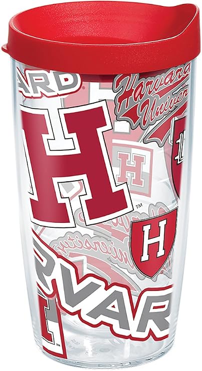 Tervis Made in USA Double Walled Harvard University Crimson Insulated Tumbler Cup Keeps Drinks Cold & Hot, 16oz, All Over