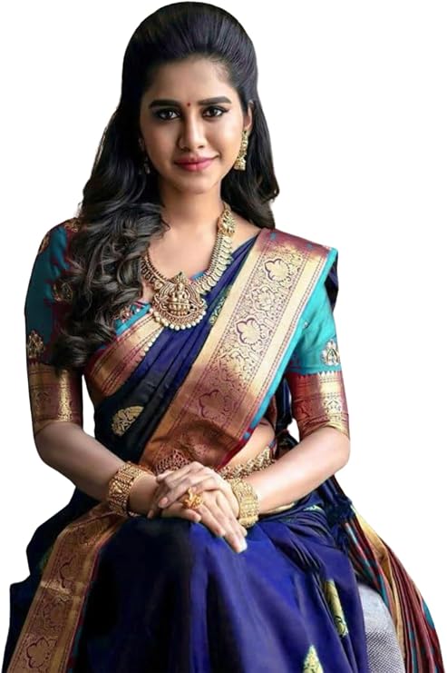 Women's Soft Lichi Silk Indian Saree with Exquisite Jacquard Work and Unstitched Blouse Piece