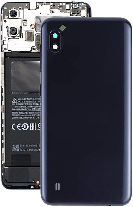 HONGYAN Cellphone Accessory Battery Back Cover with Camera Lens & Side Keys for Galaxy A10 SM-A105F/DS, SM-A105G/DS (Color : Black)