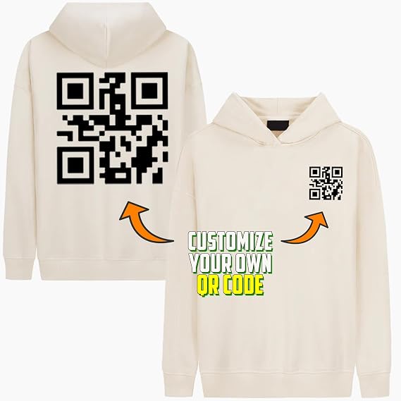 Unique Custom QR Code Hoodie - Personalize with Text, Image, or URL - Personalized QR Code Shirt for Men - Funny QR Code - Custom Hoodies - Gifts for Men, Women, Christmas