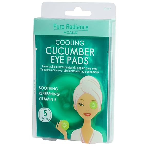 CALA Cooling Cucumber Under Eye Patches, Pre-Moistened Eye Pads with Cucumber Extract, Hyaluronic Acid, Aloe & Vitamin E, 5 Pairs, 10-20 Min Depuffing Eye Treatment