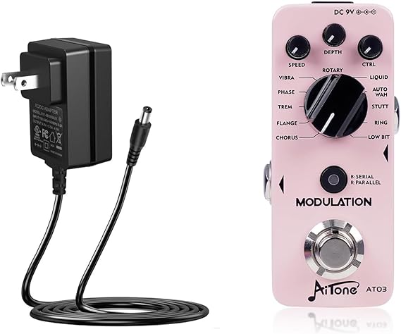 AITONE Modulation Pedal (AT-03) and DC 9V Power Supply (500mA) Adapter