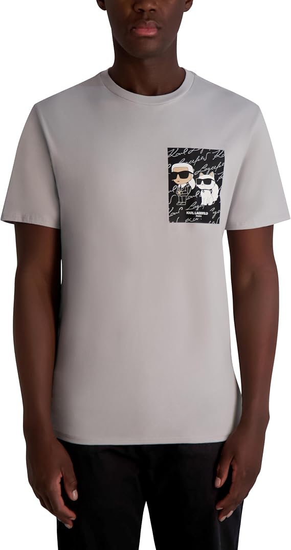 Karl Lagerfeld Men's Short Sleeve Crewneck Choupette Karl Graphic Design T-Shirt