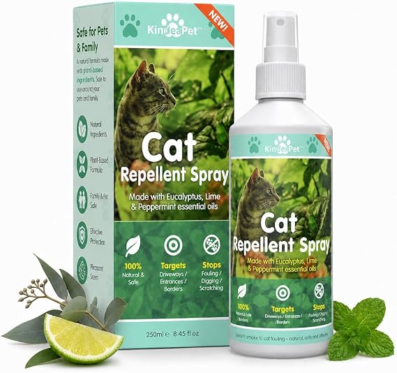 Cat Repellent Spray Stop Cats Anti Fouling Cat Deterrent Stop Fouling Pooping Peeing Urinating Scratching Eucalyptus Lime Peppermint 250ml