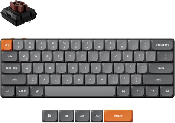 Keychron K9 Max Custom Mechanical Keyboard, Ultra-Slim 60% Layout, Bluetooth/2.4 GHz/Wired with RGB Backlight, Milk POM Brown Switch for Mac Windows Linux, USA ANSI Layout