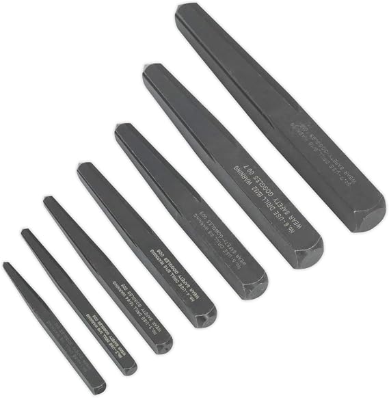 Sealey AK720 7 Piece Square Type Screw Extractor Set, Black