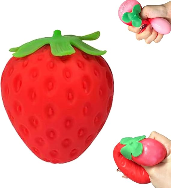 Strawberry Squishy,Squeezable Strawberry Toy, Upgrade Fruit Squishies,Realistic Strawberry Stress Ball,Party Favor Slow Rise Pressure Release Toy