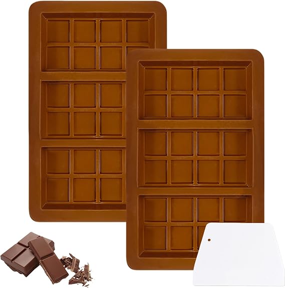 2PCS Chocolate Moulds with Spatula, Silicone Chocolate Bar Moulds | Healthy Homemade Treats, Reusable Chocolate Bar Mold for DIY Baking, Easy Demoulding