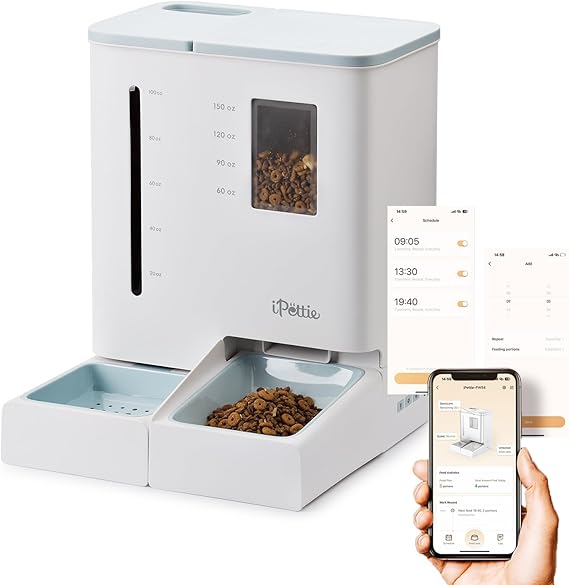 iPettie FW54 5G/2.4GHz WiFi Automatic Feeder and Waterer 2-in-1 Set for Pet