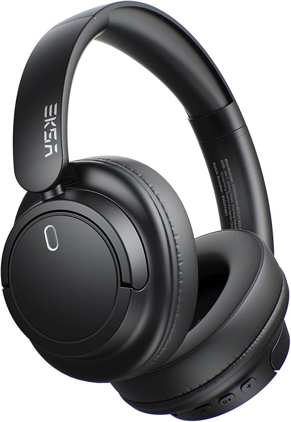 EKSA Wireless Headphones Over Ear, Bluetooth Headphones with Microphone, Hi-Res Audio, 90H Playtime, 6 EQ Modes, Lightweight, Foldable, Bluetooth Headset for PC/Cellphone/Home/Travel/Office Black