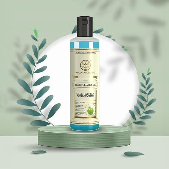 KHADI NATURAL Green Apple + Conditioner Hair Cleanser/Shampoo, 210ml