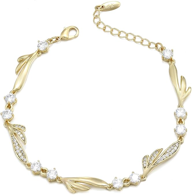 XUPING Gold Infinity Bracelet for Women 14k Gold Plated Tennis Bracelet Cubic Zirconia Rhinestone Dainty Jewelry Gift