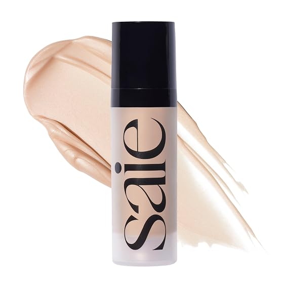 Saie Mini Glowy Super Gel Illuminating Face Makeup Primer, Starglow (.5 oz) | Multipurpose Hydrating Glow Serum Gel with Squalane Oil, Glitter-Free Liquid Highlighter, Non-Comedogenic Skincare Makeup