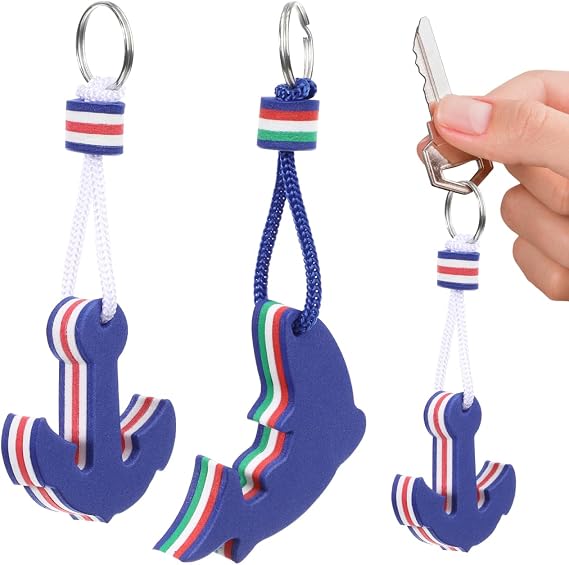 VORCOOL Floating Keychain: 2Pcs EVA Dolphin and Anchor Floating Keyring for Outdoor Kayak Canoe Marine Nautical Boating Swim Beach