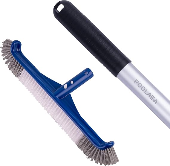 POOLAZA 17.5" Pool Brush and 10.5 Ft Aluminum Pool Pole