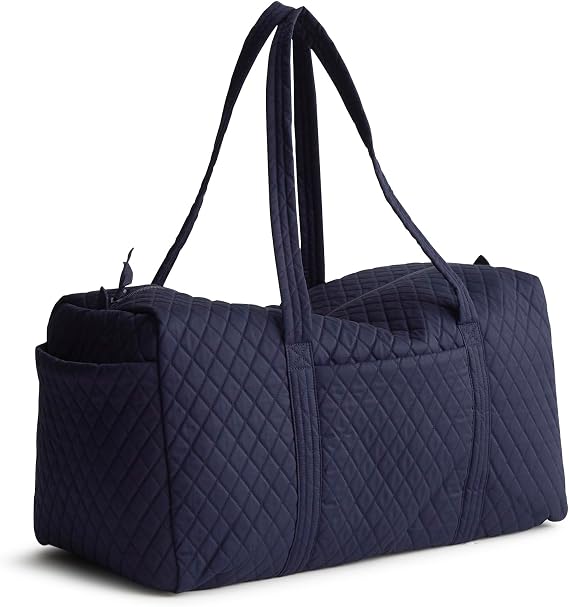 Vera Bradley Women's Premium Cotton Large Original Duffel Bag Carry On Weekender Travel & Gym Bag Peacoat, 58L