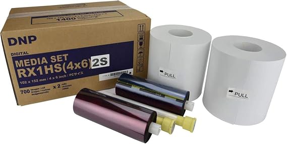 DNP DS-RX1HS Perforated Printer Media, 4x6 Rolls, Center Perf, 700 Prints Per Roll, 2 Pack 1400 Prints