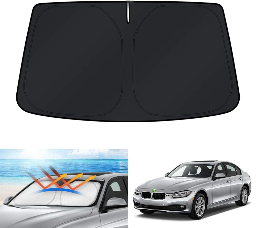 KUST Windshield Sun Shade for 2013-2018 BMW 3 SeriesF30F31F80M3 Accessories Custom Fit Sunshade Foldable Sun Visor Protector Blocks UV Rays Keep Your Car Cooler