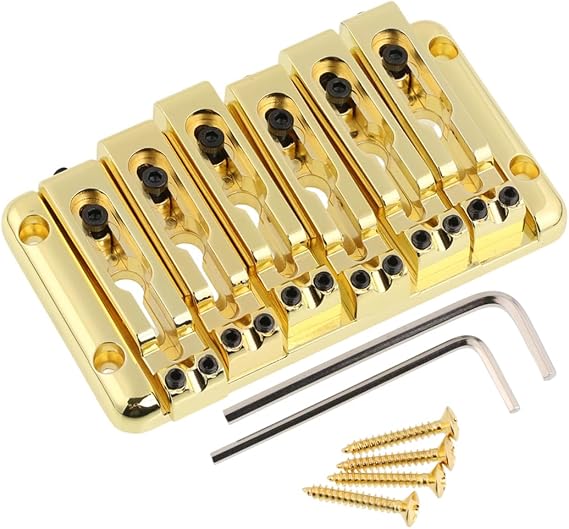 6 String Bass Bridge with Independant Adjustable Saddles String Through Body (Chrome)