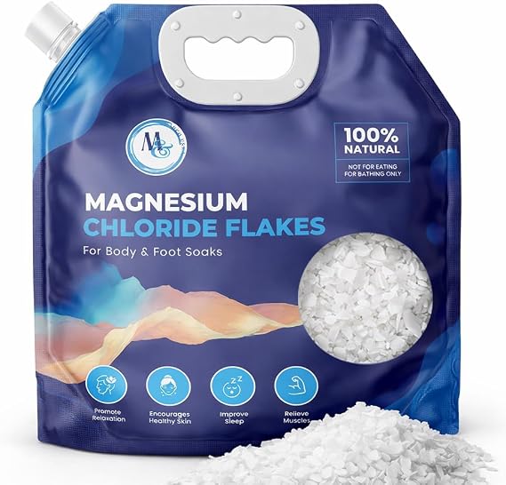 Dead Sea Magnesium Flakes Bath & Foot Soak, Unscented - 10 lb | 100% Natural Magnesium Chloride Flakes, Unscented Bath & Foot Soak, Fragrance-Free Soak, Easy Dissolve