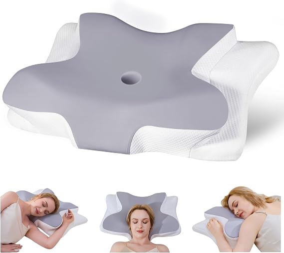 Cervical Pillow for Neck Pain Relief, Ergonomic Contour Memory Foam Neck Pillow Support for Side - Side Sleeper for Adults Back Sleepers, Back Sleeper