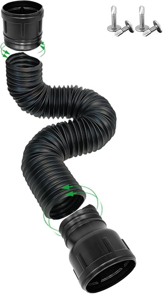 Expandable Guttering Drain Pipe, 150cm Flexible Rainwater Downspout Extension, Adjustable Guttering Rainwater Kit, Durable Guttering Pipes and Fittings for Lawns, Gardens, Yards, Cement Floors - 1PCS