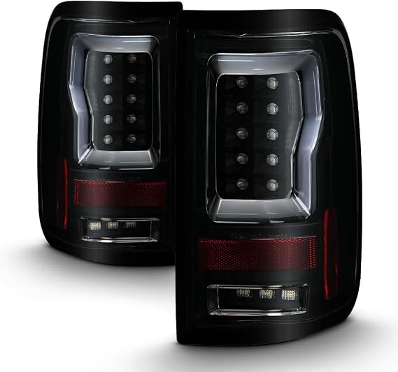 AKKON - For 2004-2008 Ford F150 Pickup Styleside V2 Tail Lights | Factory Halogen Model [LED C-Tube] Turn Signal Lighting [Styleside Bed] Black Housing Smoked Lens Driver And Passenger Side