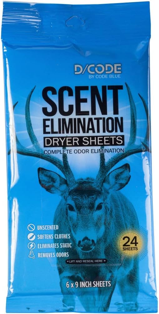 D/CODE by Code Blue Scent Elimination Dryer Sheets, Unscented, 24 Sheets