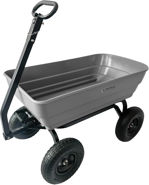 Yard Commander - 1000 lb Poly Dump Cart, Heavy Duty Towable Garden Utility Cart with 6 Cu. Ft. Dump Bed, 13-Inch Pneumatic All-Terrain Tires, 2-in-1 Handle, Tow-Behind ATV & Lawn Tractor Cart