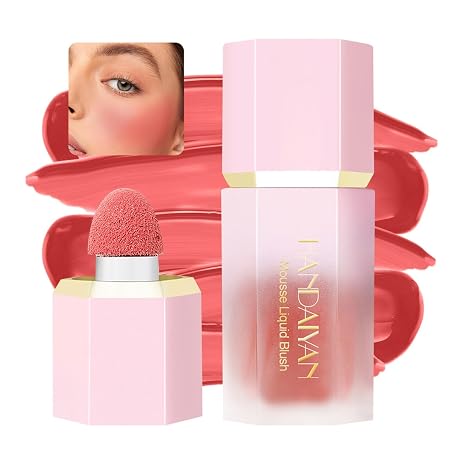 HANDAIYAN Liquid Blush Light and Airy Durable and Resistant to Smudging Highly Pigmented Natural Makeup (03#Coral)