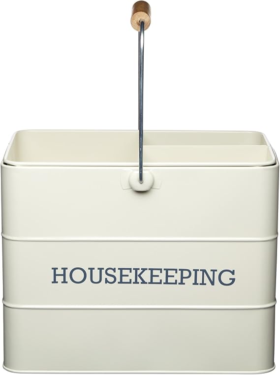Living Nostalgia KitchenCraft Metal Cleaning Caddy, 33 x 21 x 26 cm - Antique Cream