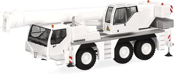 Herpa Truck Model Liebherr Mobile Crane LTM 1045 Liebherr, on a Scale of 1:87, Plastic Miniature, Made in Germany, Collectors Edition, White