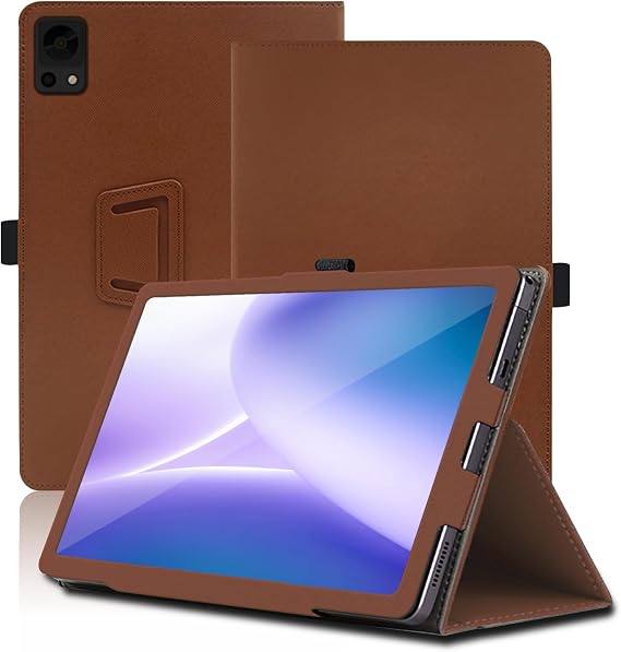 Case for DOOGEE T20 Mini Pro, 8.4 inch, DOOGEE T20 Mini Pro Tablet Case, Folding Stand Protective Cover with Pencil Holder and Wrist Strap, Full Protection. (Brown)