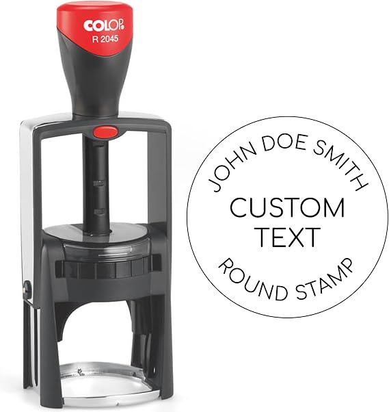Heavy Duty Return Address Stamp HD2045 Self Inking Stamp - Round Stamp - Choose from Many Fonts and 15 Ink Colors